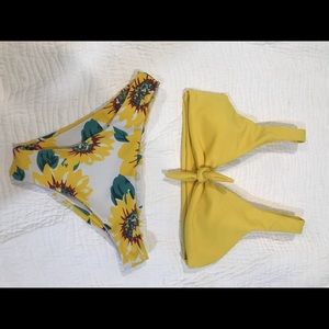 Sunflower print bikini set